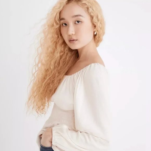 NWOT❣️ Madewell Plush Square Neck Smocked Top - Picture 4 of 7